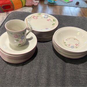 Vintage Sango Primavera 8495 Stoneware Dinnerware Set 38pcs - Shabby Chic